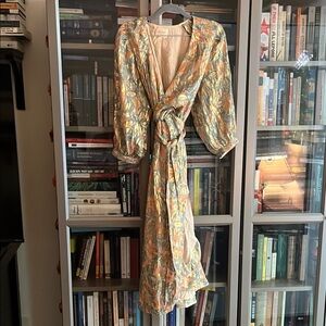 Sezane Multicolor Floral Wrap Dress